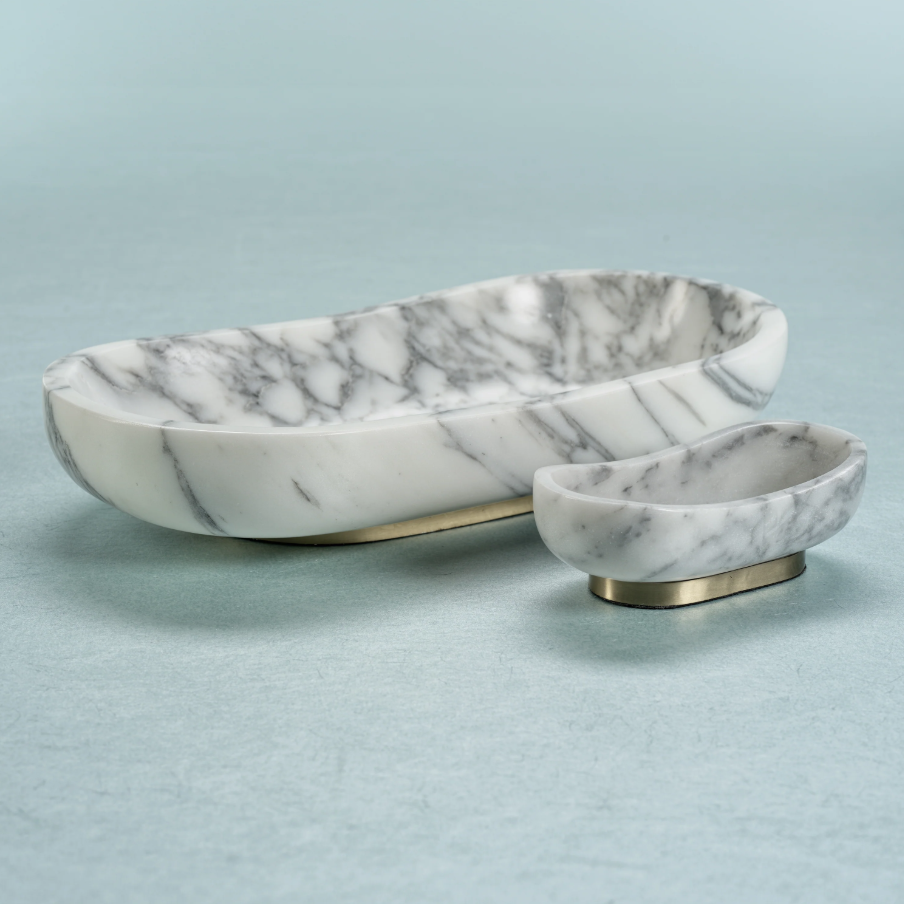 Arebascato Oval Marble Serving Bowl