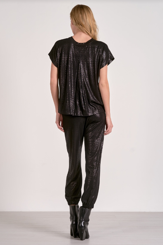 Shimmer T-Shirt Jumpsuit, Black