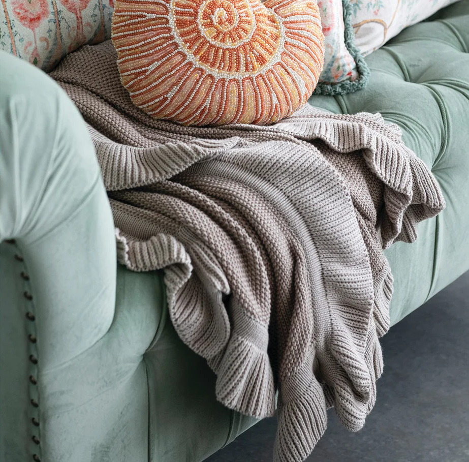 Cotton Knit Throw w/ Ruffle - 13 Hub Lane   |  