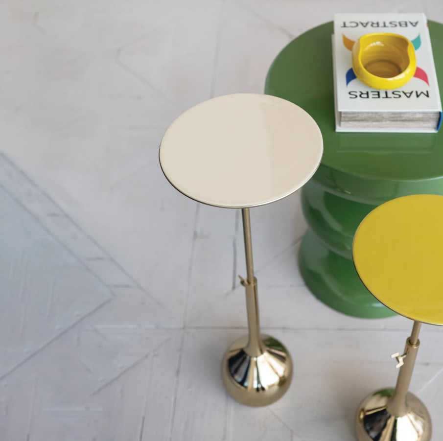 Enameled Aluminum Adjustable Table w/ Gold Electroplated Base