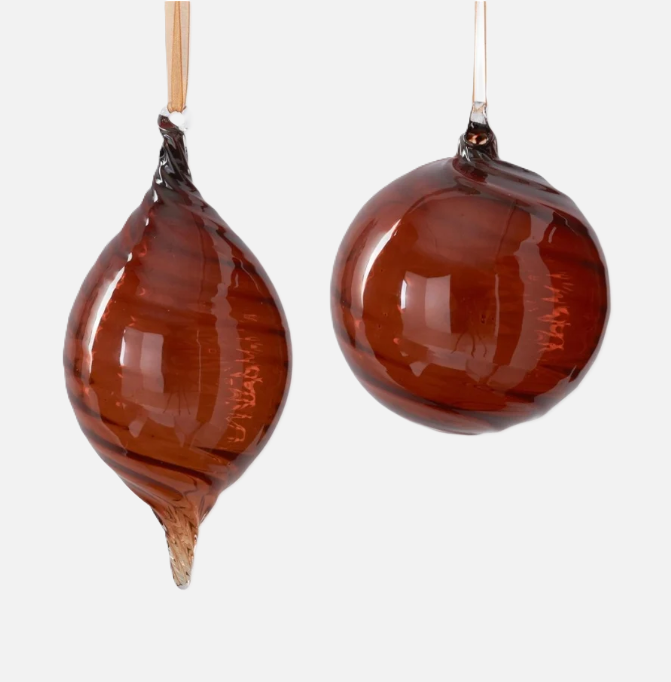 Brown Swirl Glass Ornament