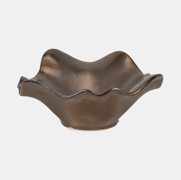 Bronze Metal Ruffled Edge Bowl