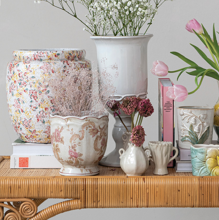 Transferware Terra-Cotta Planter