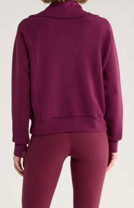 Spanx AirEssentials Half Zip, Plum Berry - 13 Hub Lane   |  Half-Zip Sweatshirts