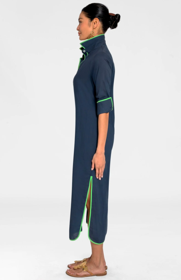 Shirt Tails Long Dress, Navy