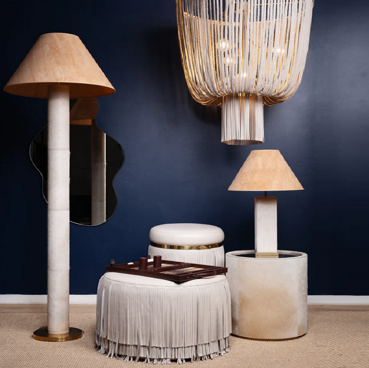 Nalani Chandelier, Cream - Stone Leather - 13 Hub Lane   |  Chandeliers