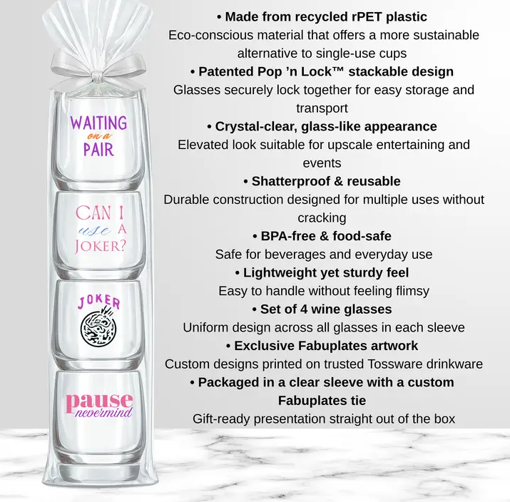 Mahjong Stemless Wine Glasses - Variety Pack