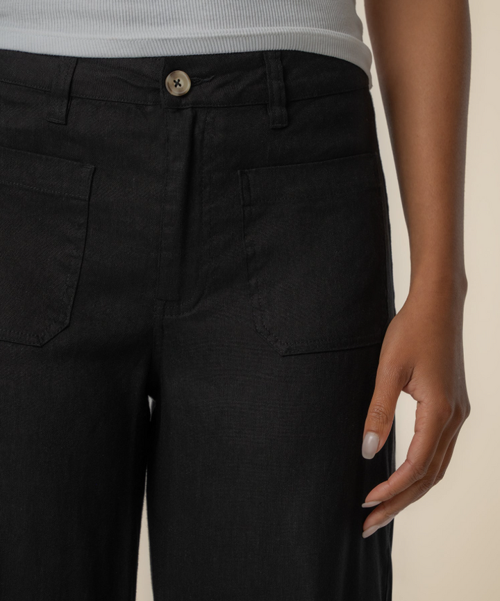 Kut From the Kloth Meg Linen High Rise Wide Leg, Black