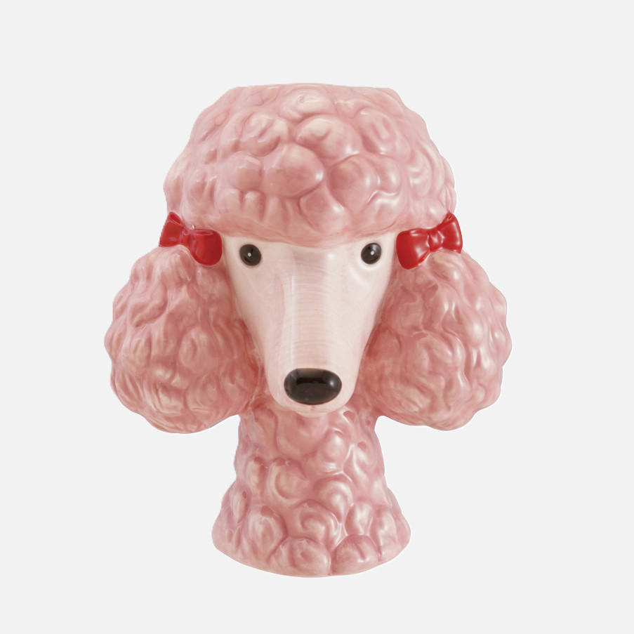 Dolomite Poodle Head Vase w/ Bows