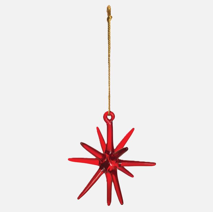 Handmade Glass Star Ornament, Red