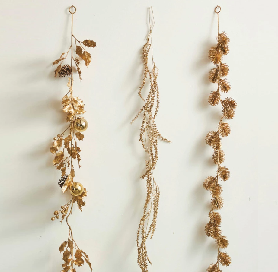 Faux Leaf Garland, Gold