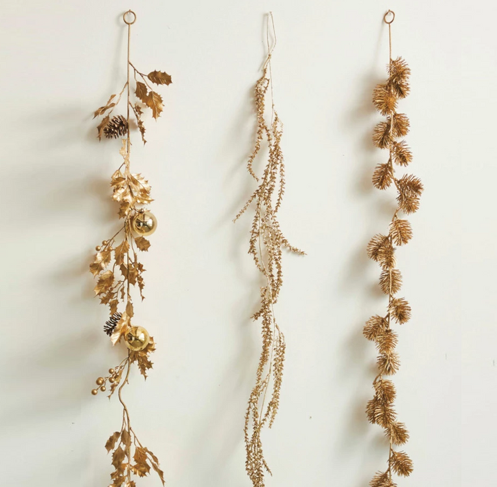 Faux Leaf Garland, Gold