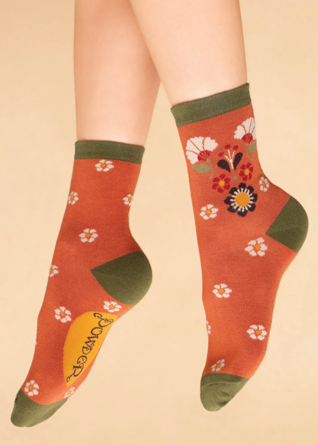 Art Deco Floral Ankle Socks