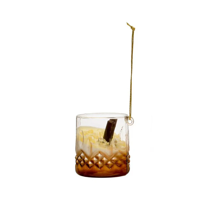 Glass Lowball Cocktail Ornament