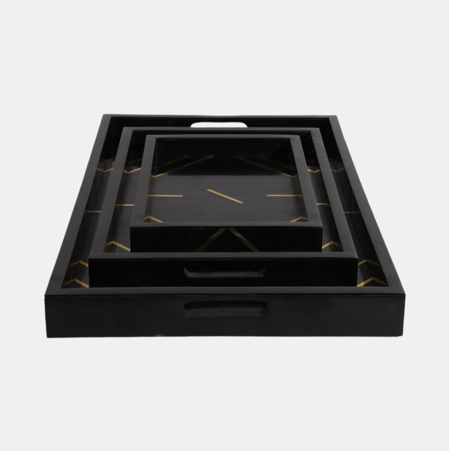 Resin Brass Inlay Rectangle Tray - Thumbnail 3