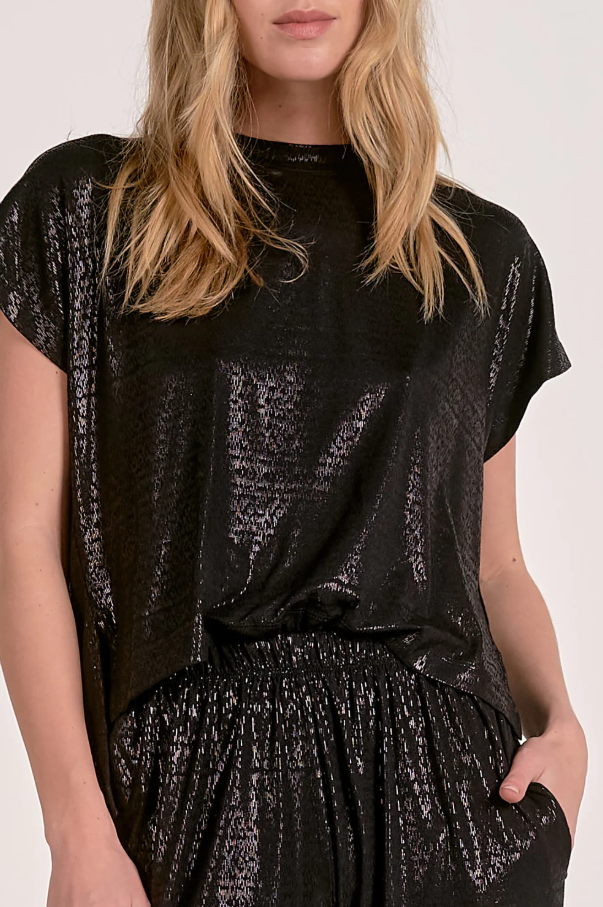 Shimmer T-Shirt Jumpsuit, Black