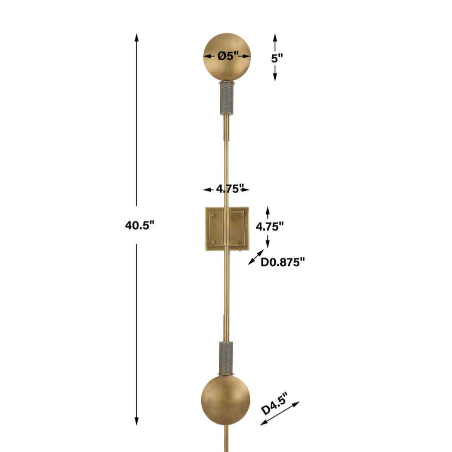 Polar 2 Light Sconce, Light Antique Brass
