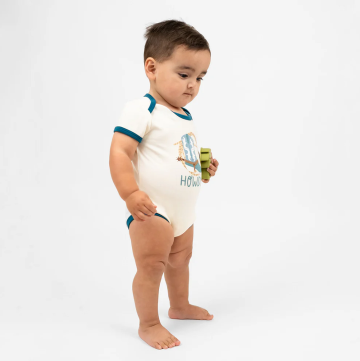 Howdy Western Cotton Ringer Baby Onesie - 13 Hub Lane   |  