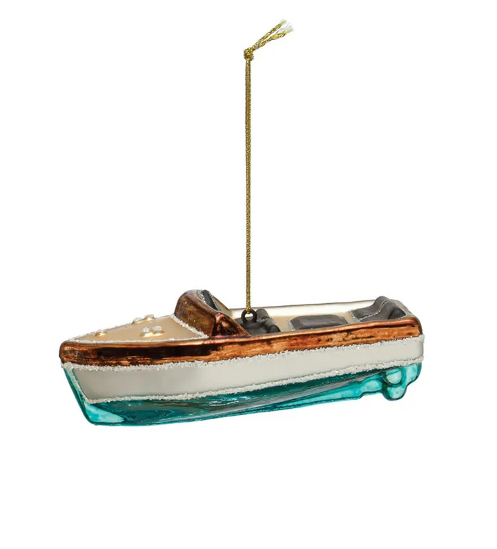 Hand-Painted Glass Boat w/ Lights