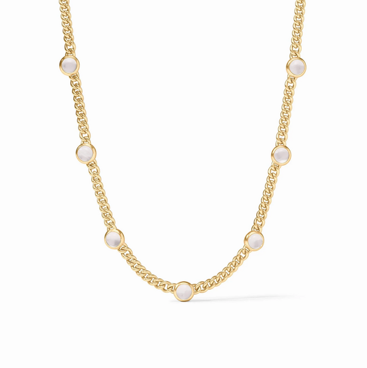 Julie Vos Dolce Delicate Station Necklace, Iridescent Clear Crystal - 13 Hub Lane   |  Station Necklaces
