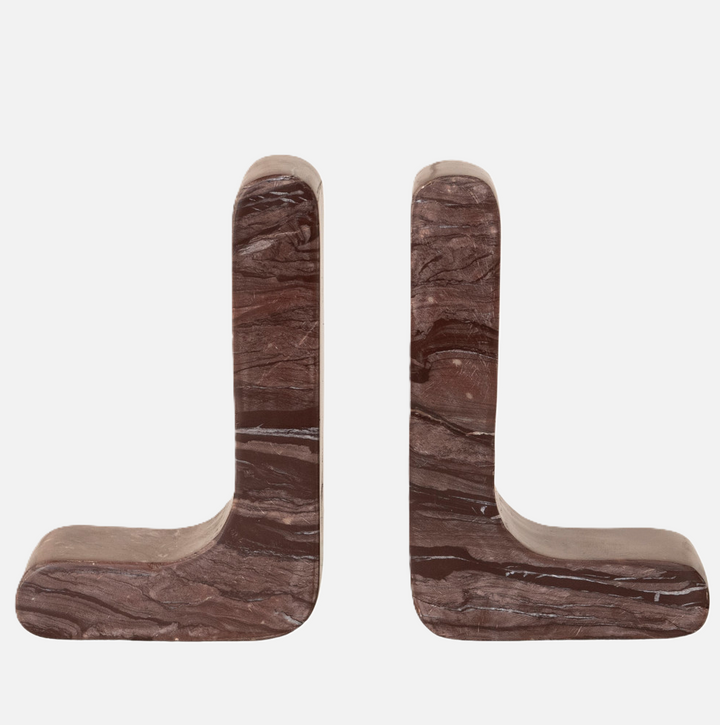 Chocolate Marble L-Shaped Bookend