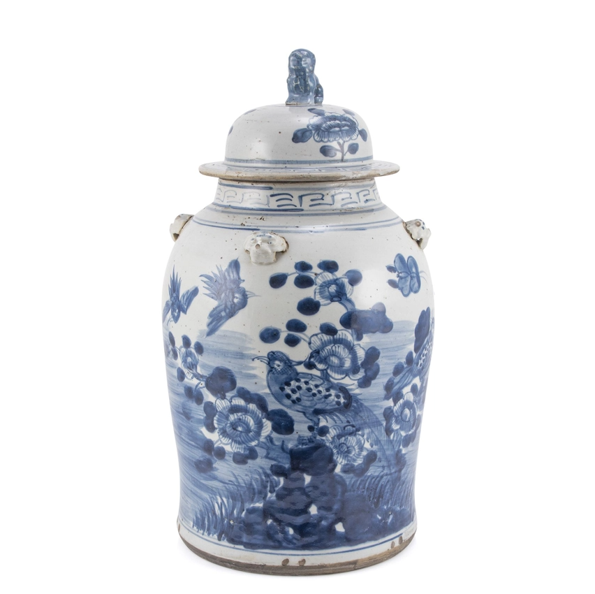 Vintage Temple Jar Flower Bird Motif - Thumbnail 2