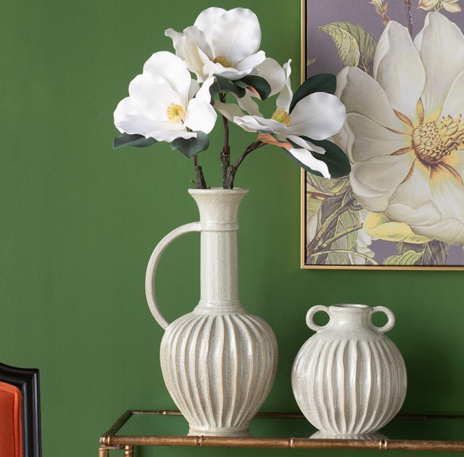 Round Textured Vase w/ Handles - 13 Hub Lane   |  