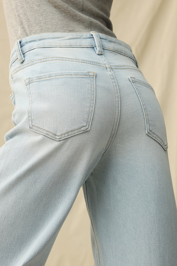 Mid-Rise Wide Leg w/ Frayed Hem, Light Blue - 13 Hub Lane   |  