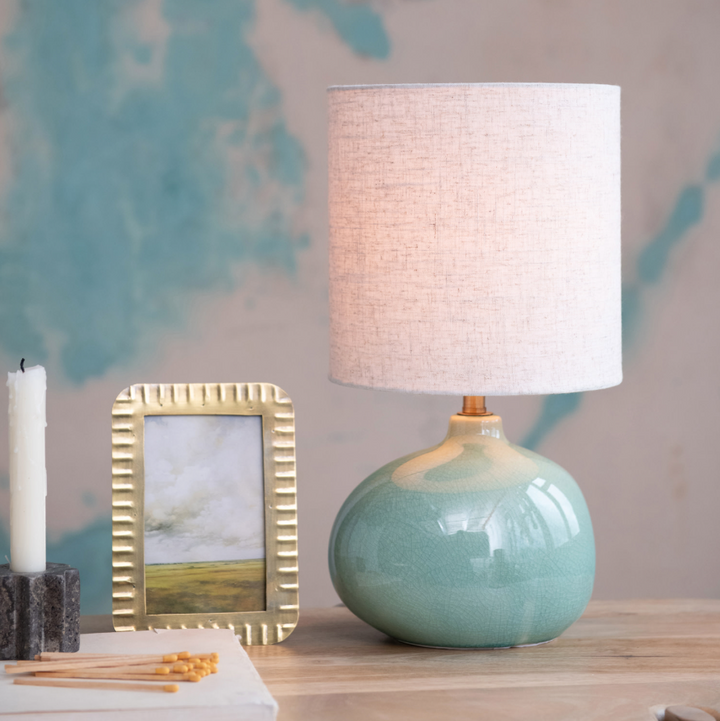 Organic Stoneware Table Lamp, Aqua - 13 Hub Lane   |  