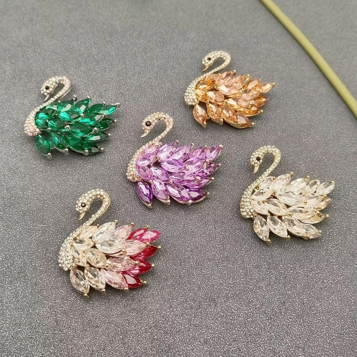 Sparkling Glass Swan Brooch - 13 Hub Lane   |  Brooches