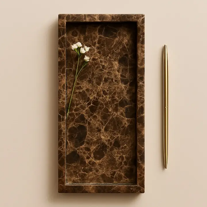 Brown Emperador Tank Tray - 13 Hub Lane   |  Marble Trays