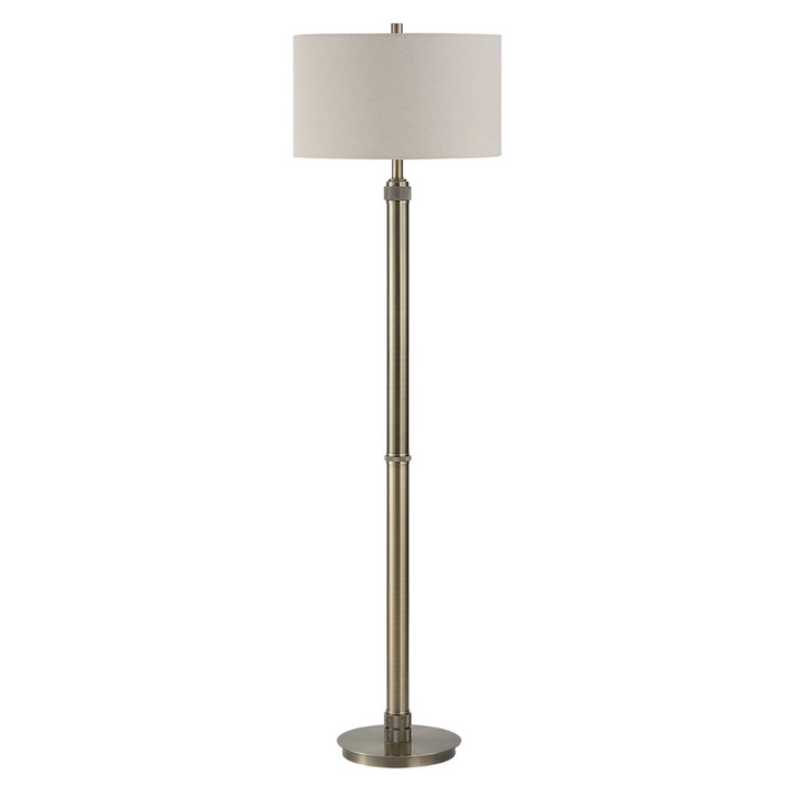 Diamond Knurl Floor Lamp, Antique Brass