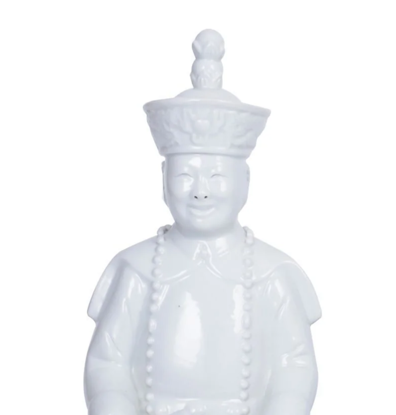 Sitting Qing Emperor Statue, White