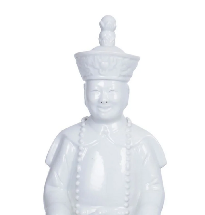 Sitting Qing Emperor Statue, White