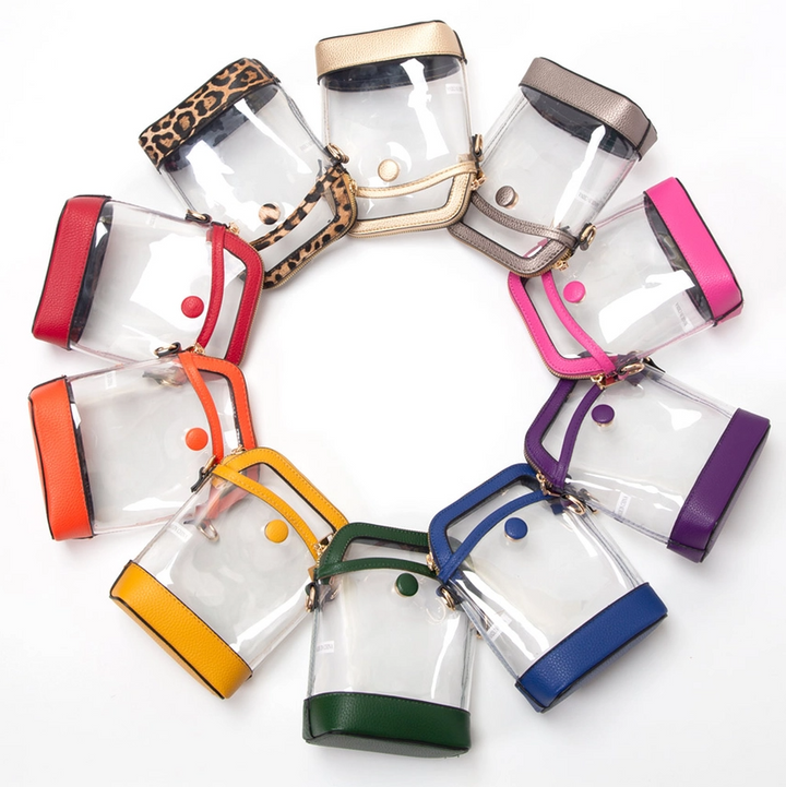 Transparent Crossbody Zipper Bag, Orange - 13 Hub Lane   |  Clear Crossbodies