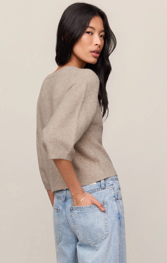Valor Short Sleeve Cardigan, Natural Heather