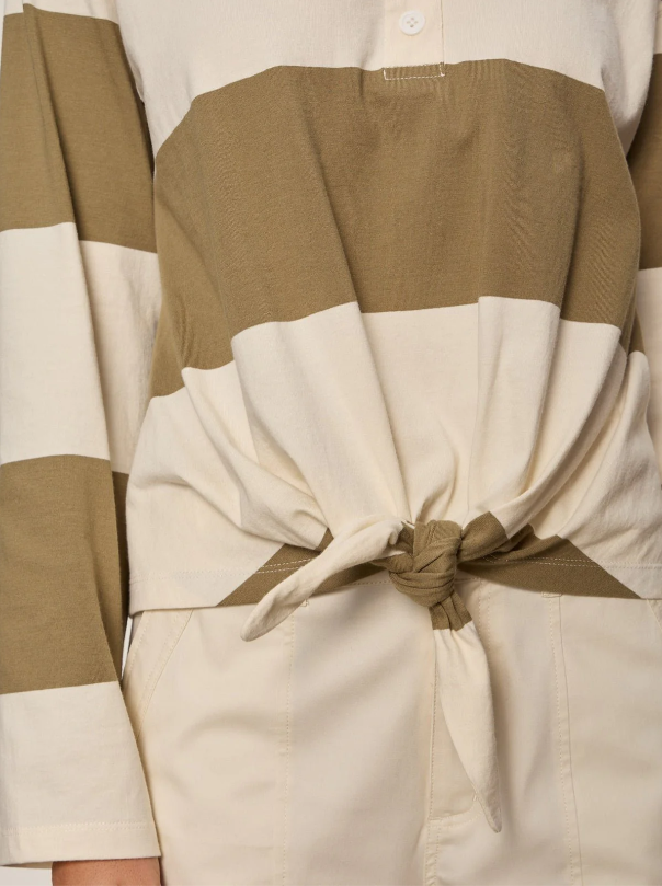 Rugby Striped Tie Front Tee, Covert Green & Collagen - 13 Hub Lane   |  Front Tie Shirts