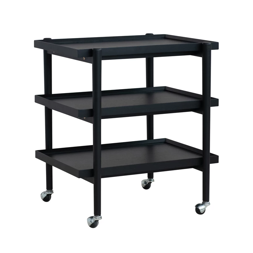 Rubberwood 3-Tier Bar Cart on Casters - 13 Hub Lane   |  Bar Carts