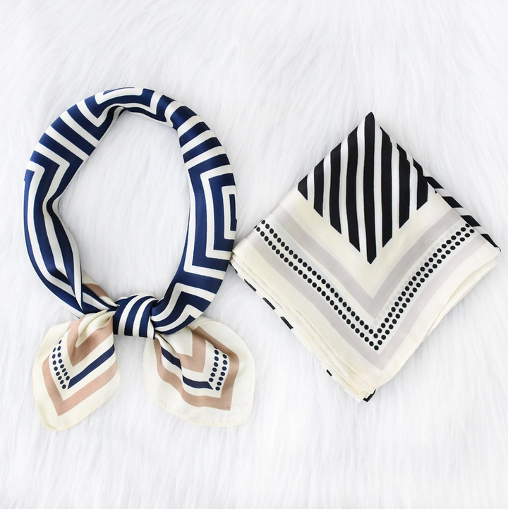 Striped Satin Square Scarf