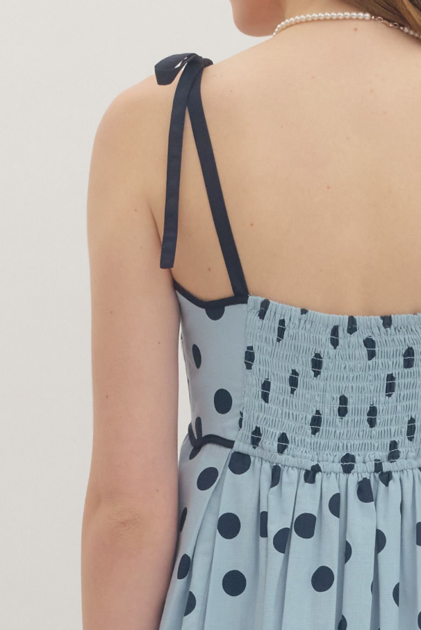 Polka Dot Midi Dress, Blue