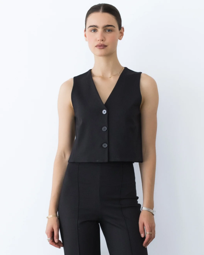 Ponte Knit Vest, Black