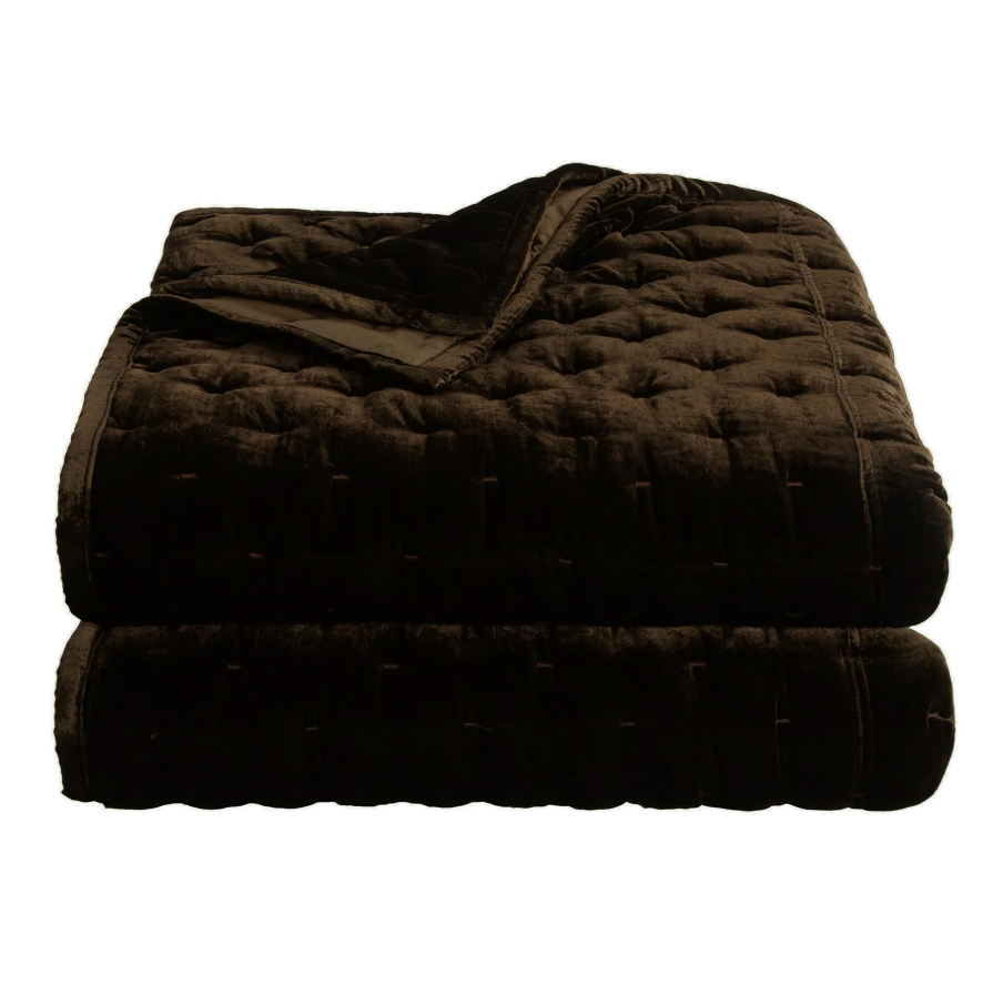 Stella Faux Silk Velvet Pintuck 3PC Quilt Set, Espresso - 13 Hub Lane   |  