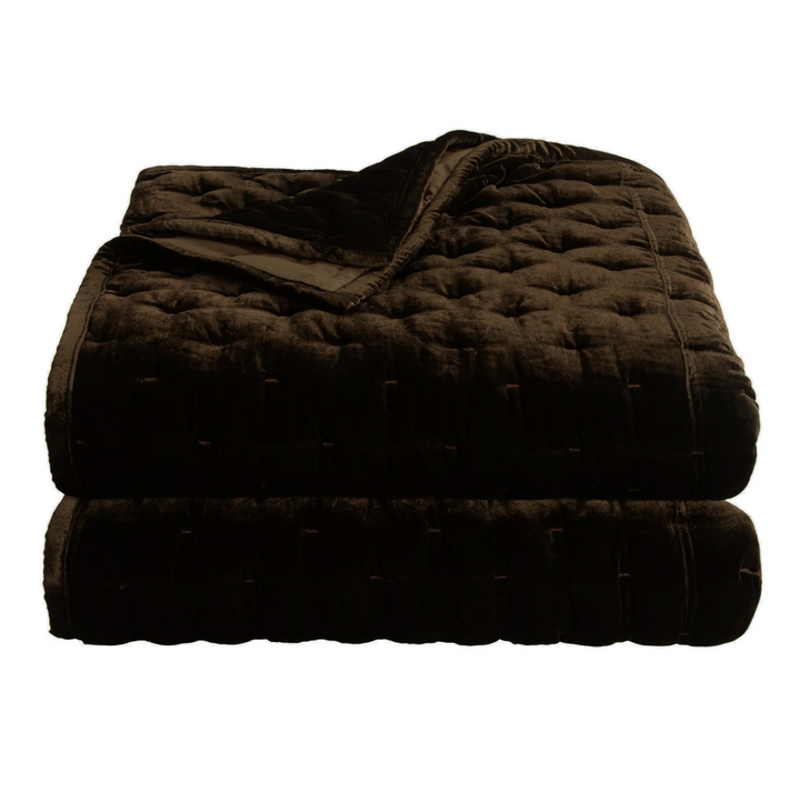 Stella Faux Silk Velvet Pintuck 3PC Quilt Set, Espresso - 13 Hub Lane   |  