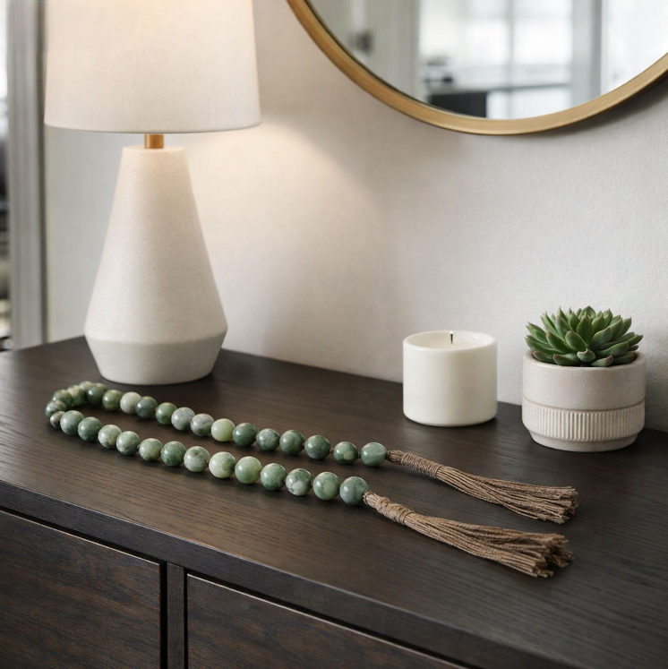 Green Resin Cylinder Beaded Garland