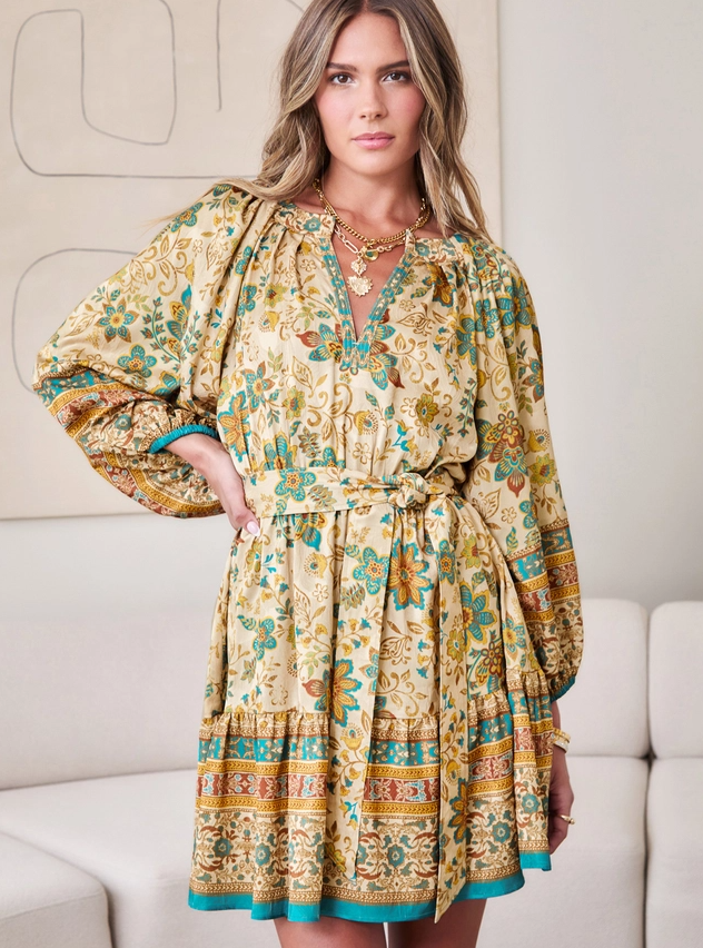 Paisley Border Printed Mini Dress - 13 Hub Lane   |  Mini Dresses