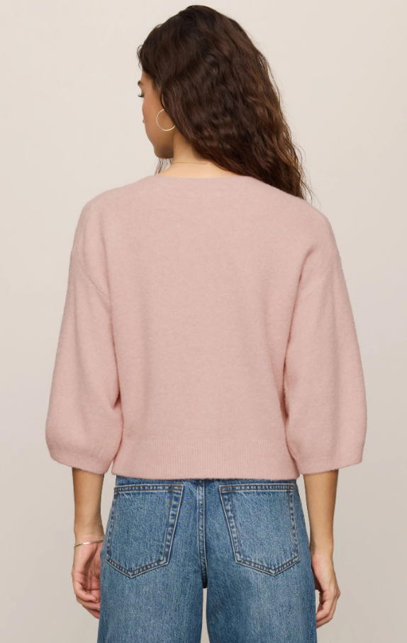Valor Short Sleeve Cardigan, Soft Blush