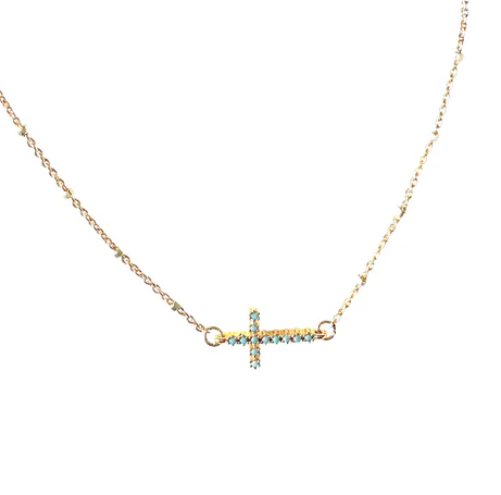 CV Designs CZ Side Cross Necklace