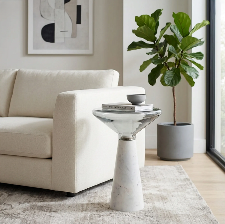 Vermillion Accent Table, White