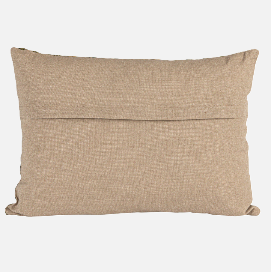 Verdant Charm Linen Lumbar Pillow
