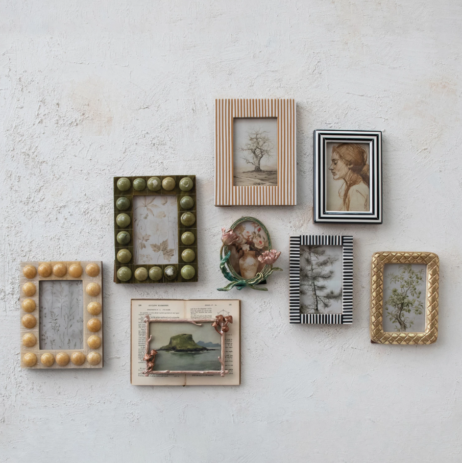 Handmade Marbled Resin Bobbin Photo Frame, Green - 13 Hub Lane   |  Resin Frames